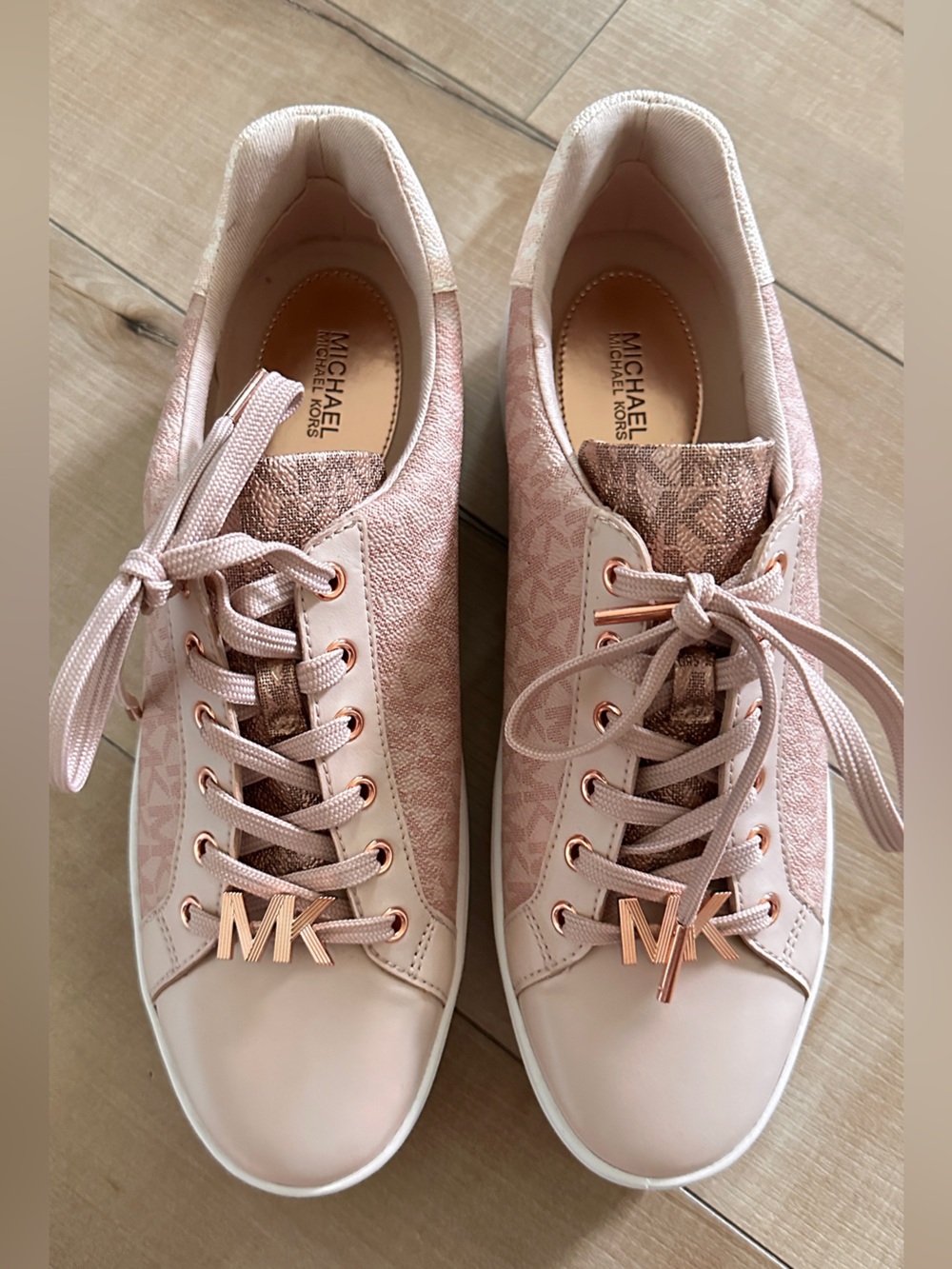 Michael Kors Blush Pink Logo Low-Top Sneakers with Rose Gold Accents